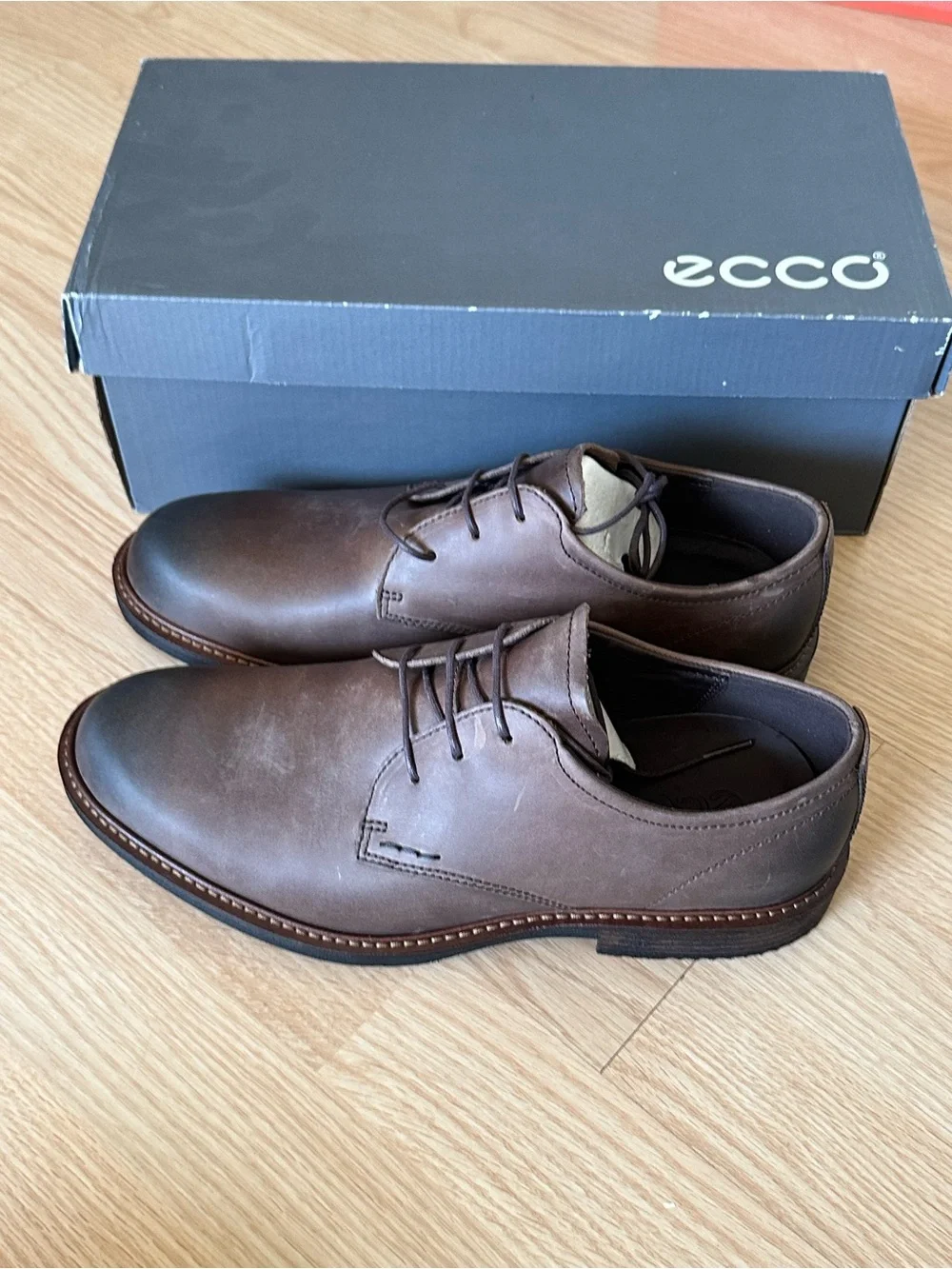 NEW ECCO Kenton Men’s Leather Derby Dress Shoes Dark Clay Brown EU 41 US 7–7.5
